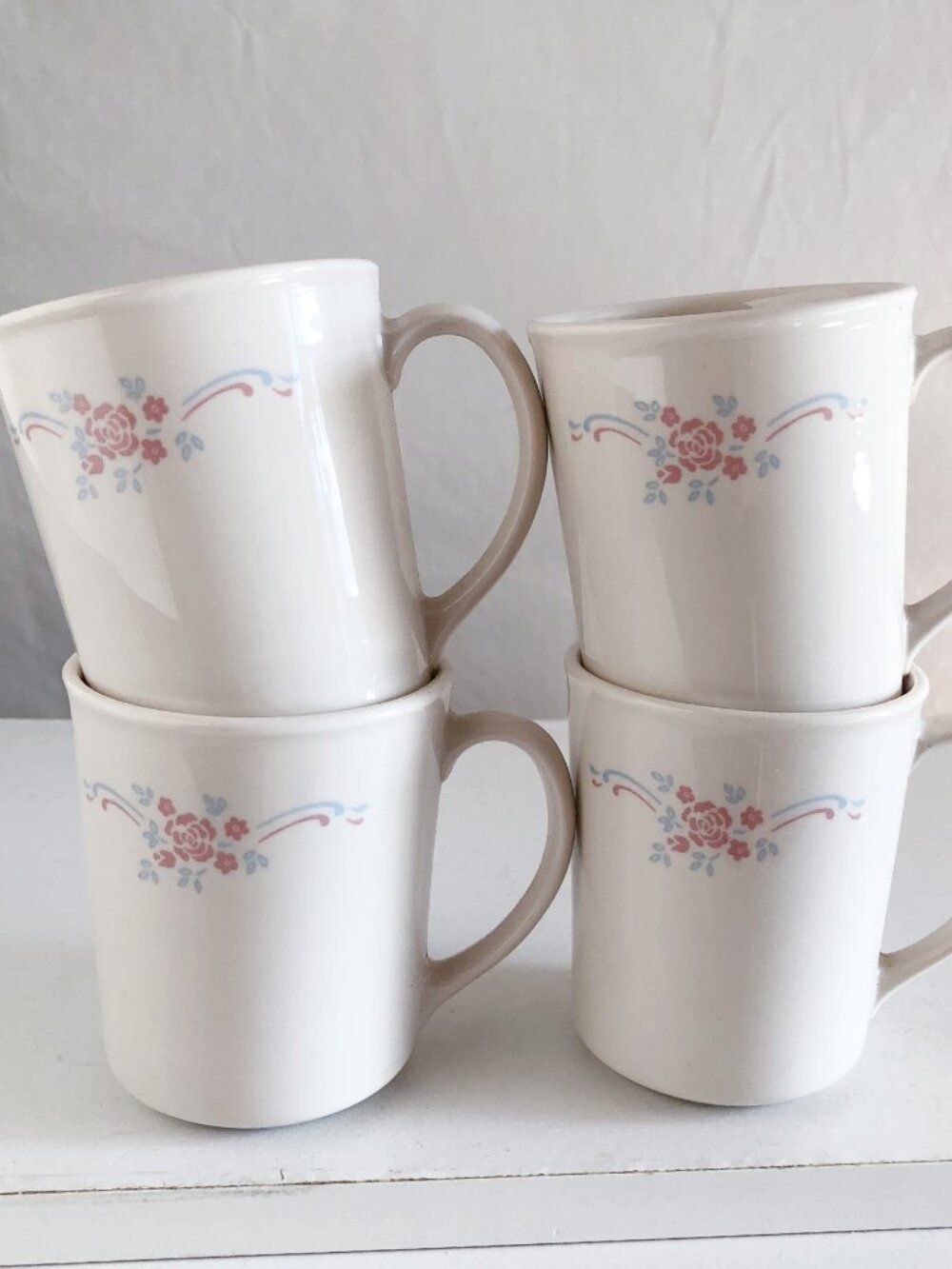 Vintage 90s Corning "English Breakfast" Cottagecore Floral Coffee Cups Mugs
